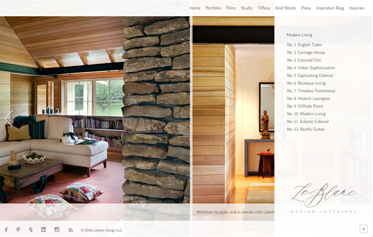 LeBlanc Interior Design Website Modern Living Portfolio