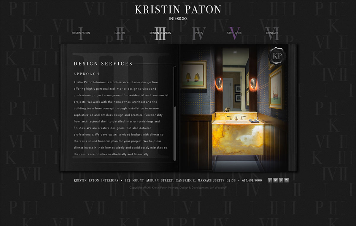 Kristin Paton Website Interior and Exterior Design Services Page