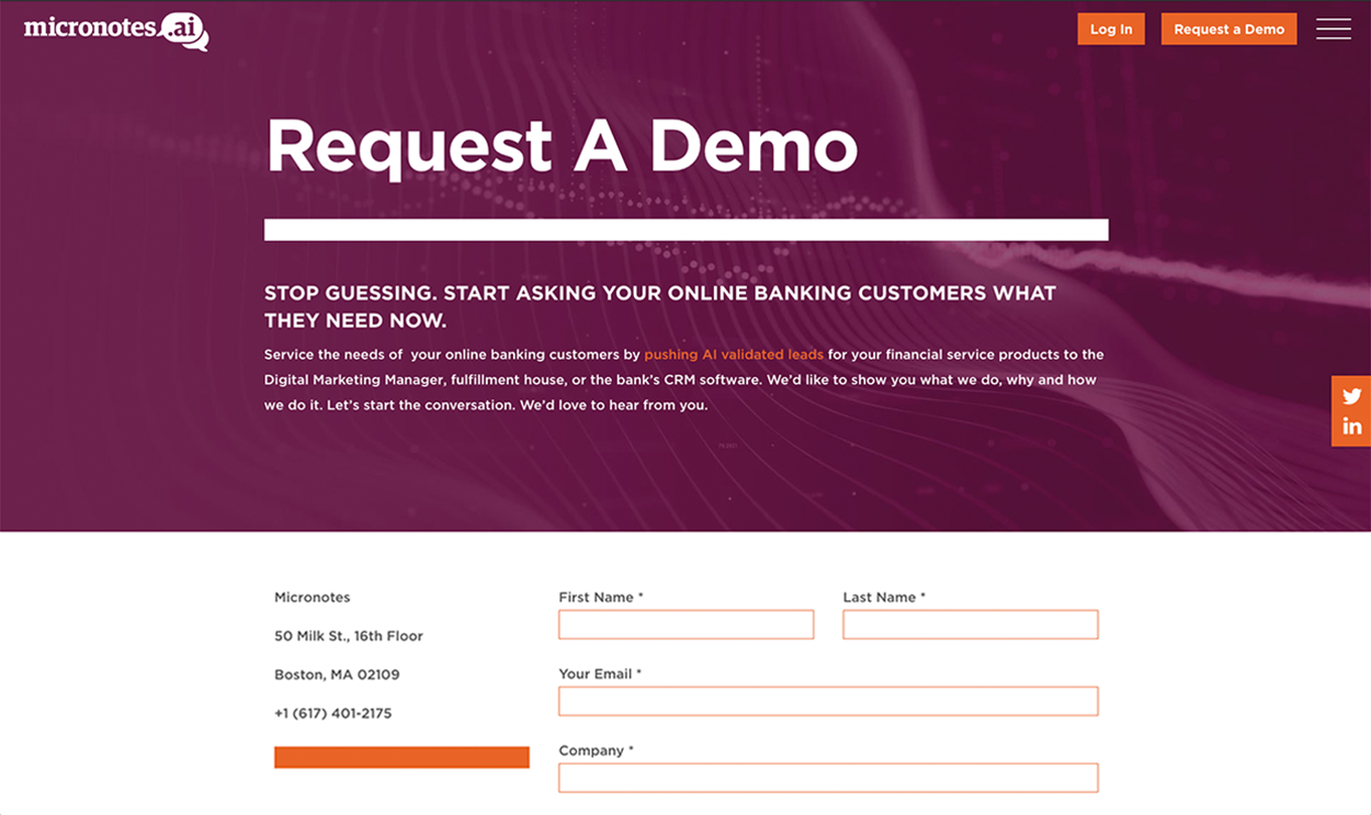 Micronotes Demo Website Form Design