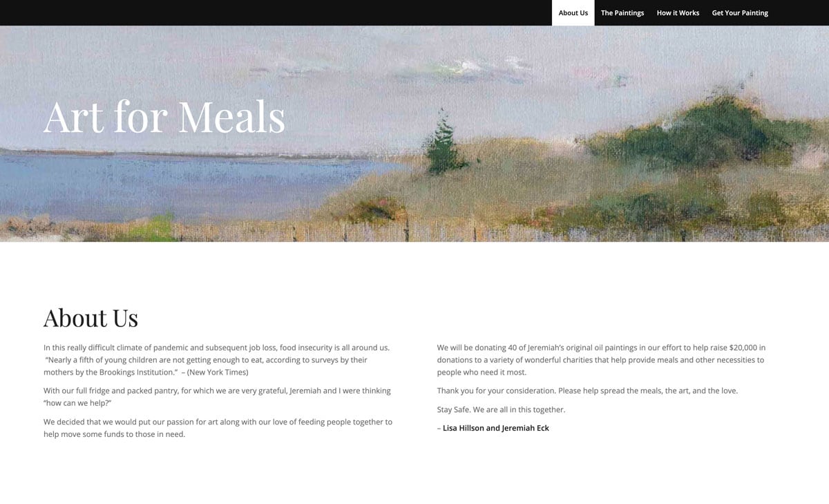 Art for Meals Site Design